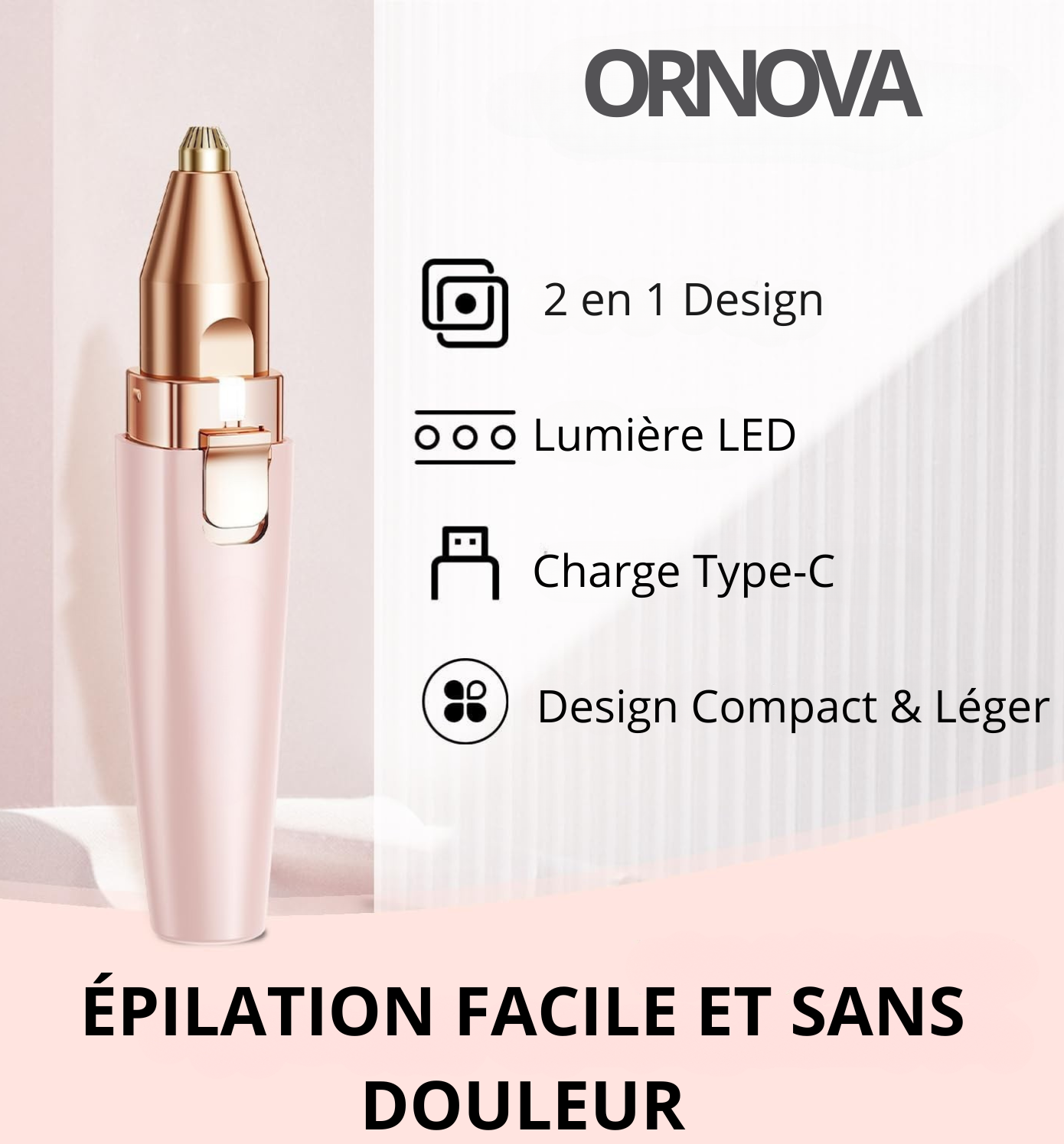 Ornova Tondeuse de précision pour sourcils et visage